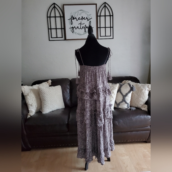 Storia Midi Tiered Floral Sundress Women's Size S Boho Chic Tie Straps - Picture 11 of 12